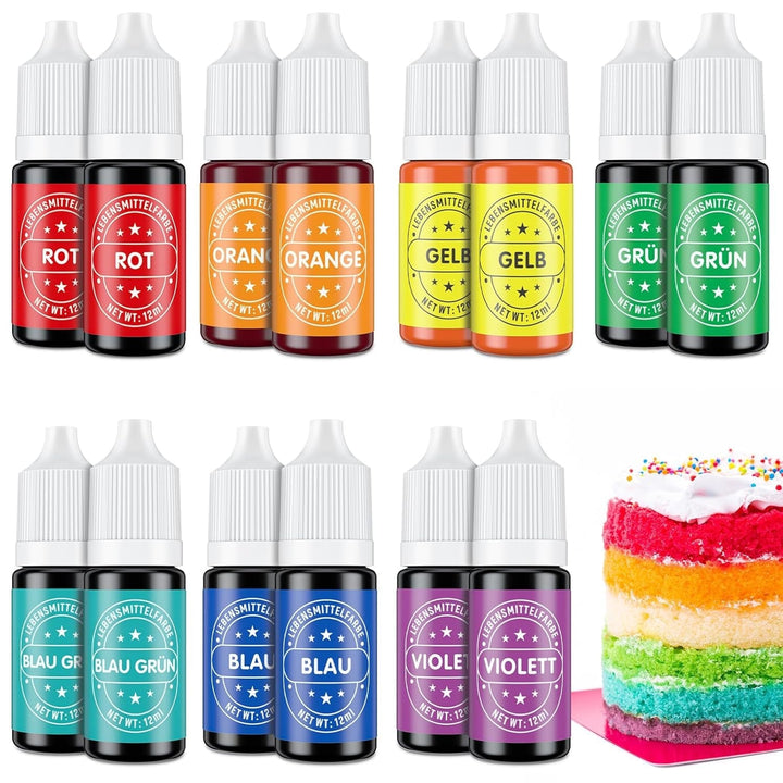 Set coloranti alimentari lichizi, fara zahar Coloranti Alimentari Naty Shop 4-7 culori curcubeu X 2 set