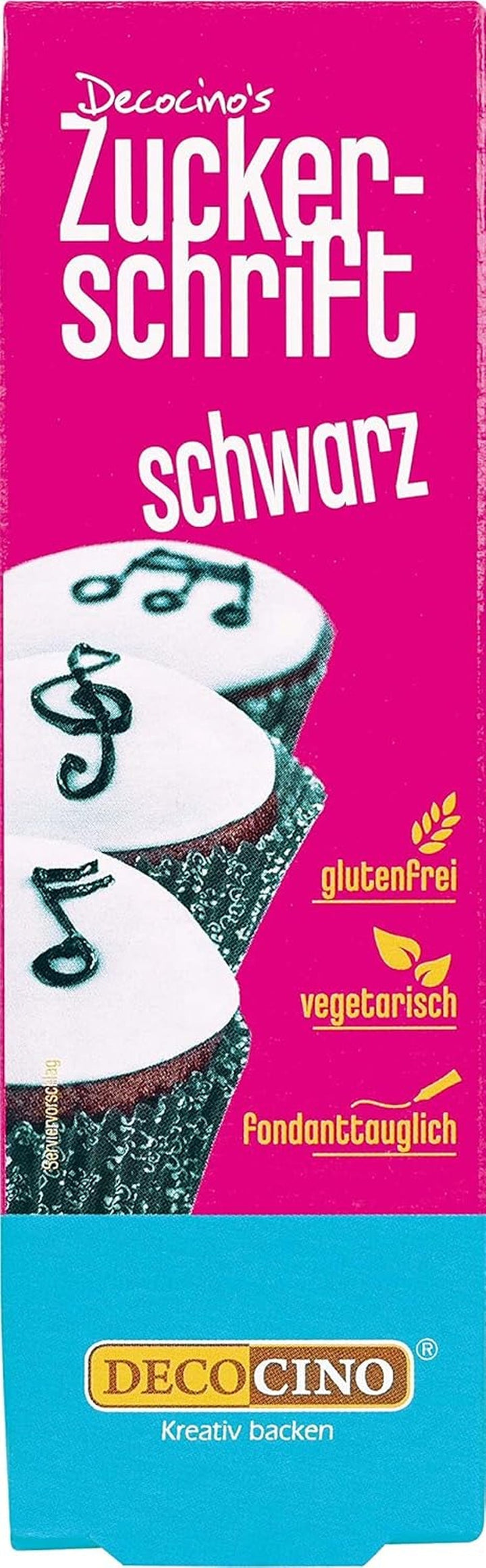 Decocino Zuckerschrift in Gold Lebensmittelfarben-Schrift Praktische Tube Zur Beschriftung Von Fondant & Glasuren Back-Deko Für Torten, Kuchen & Cup-Cakes! Coloranti Alimentari Naty Shop Schwarz 18 G (1Er Pack)
