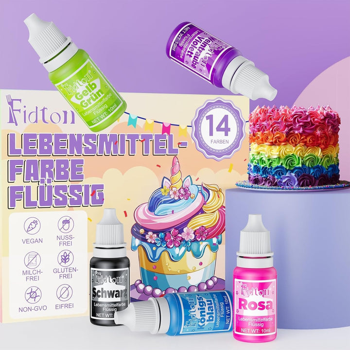 Fidton, set 14 coloranti alimentari, lichizi, 14 x 10 ml Coloranti Alimentari Naty Shop