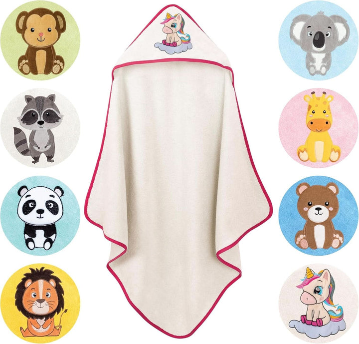 LAYNENBURG Prosop de baie cu glugă Premium Baby, 100% bumbac - Oeko TEX, 80 x 80 cm Mama si Copilul Naty Shop Crem, unicorn