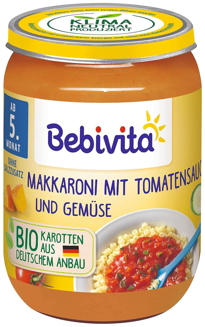 Meniuri din luna a 5-a Macaroane cu sos de rosii si legume, pachet 6 (6 x 190g) Mama si Copilul Naty Shop Mediu Macaroane Cu Sos De Rosii Si Legume