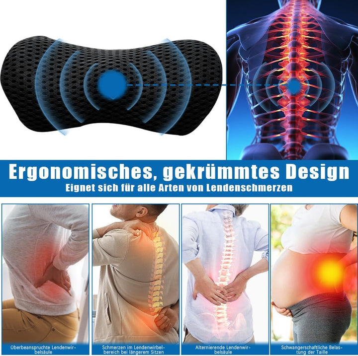 Pernă lombară spate, pernă lombară ergonomică din spumă cu memorie, pernă spate mașină, pernă de sprijin lombar pentru scaune auto și scaune de birou (negru) Perne lombare Naty Shop