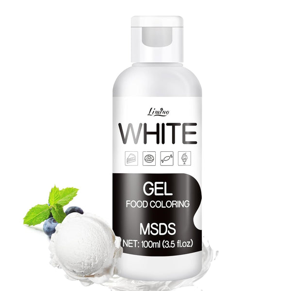 Lebensmittelfarbe Gel - 100Ml Gel Lebensmittel Farben Für Kuchen, Backen, Kekse, Macaron - Zuckerfrei Konzentrierte Farbe Food Coloring Für Tortendeko, Getränken, Osterei, DIY Slime (Weiß) Naty Shop Weiß