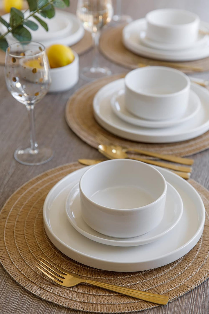 Mikasa Camberlie Essgeschirr Set, Weißes Porzellan Im Scandi Style, Teller Und Schüsseln, 12Er Set Seturi vesela masa Naty Shop