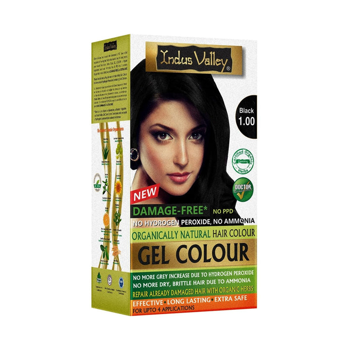 Indus Valley Natural Damage Free Gel Hair Colour | Fără amoniac, vegan și fără cruzime | Până la 100% acoperire gri, rezultate de lungă durată | Castaniu deschis 5.0 (20 gram + 200 ml) Vopsea pentru par Naty Shop Negru