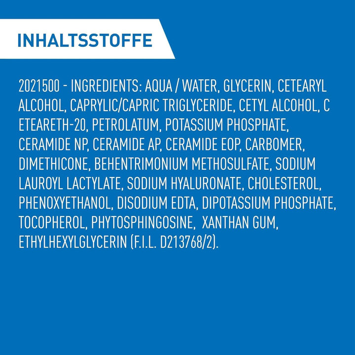 Cerave, Cremă hidratantă pentru corp și față pentru pielea uscată, cu hialuron și 3 ceramide esențiale, 454 g Cosmetice si Infrumusetare Naty Shop