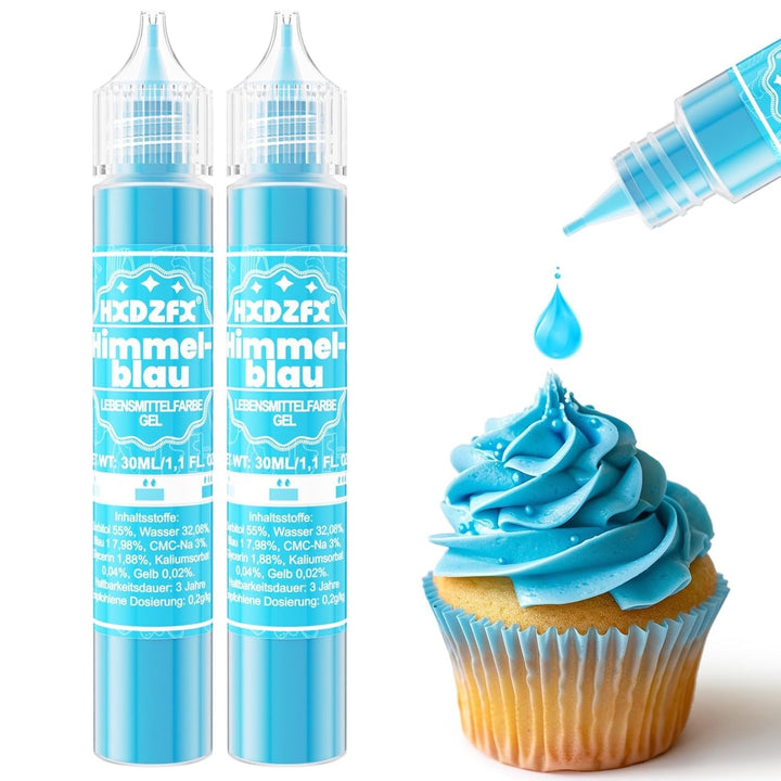 Coloranti alimentari gel, 2 x 30 ml, diverse culori Coloranti Alimentari Naty Shop Albastru cer