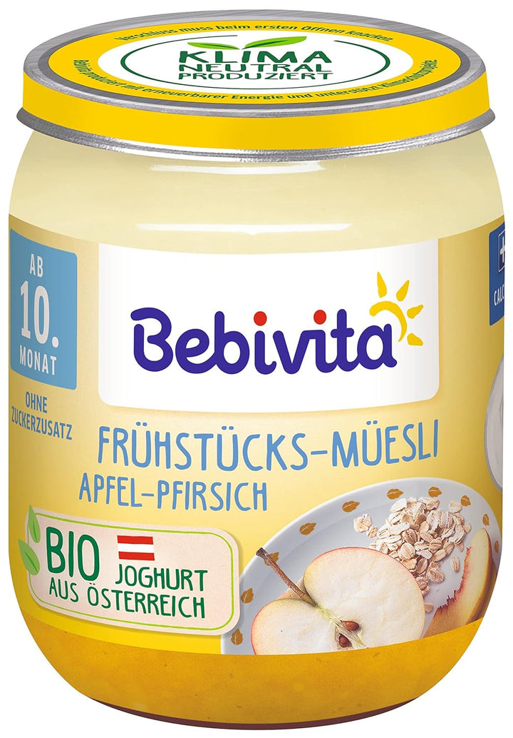 Mic dejun muesli, diverse fructe Mama si Copilul Naty Shop 6 x 160 grame Mere / Piersica