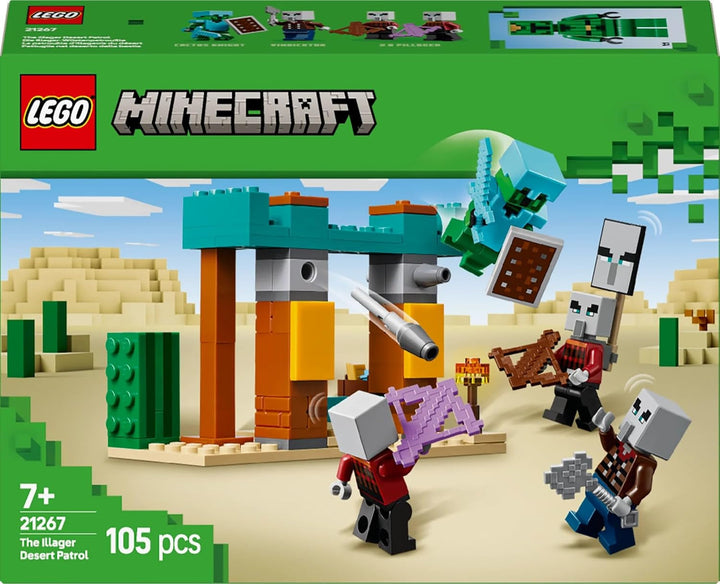 LEGO Minecraft The Illager Desert Patrol, set joc video pentru copii, mini-jucărie cu avanpost și trei minifigurine, inclusiv Plunderer, Servant și Cactus Knight 21267 Seturi de constructie Besuche den LEGO-Store