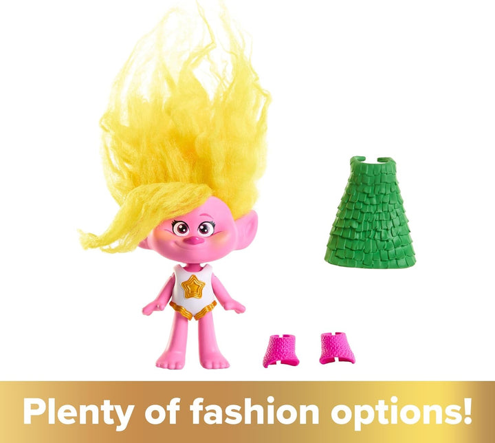 Mattel DREAMWORKS TROLLS Together Strong - păpuși Queen Poppy, Viva, Branch, Guy Diamond cu Tiny Diamond cu păr de pluș și 5 articulații, pentru copii de la 3 ani, HNF07 Papusi Naty Shop