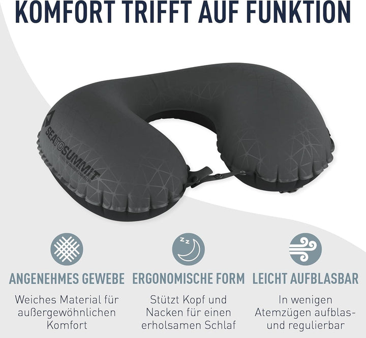 Sea to Summit - Aeros Premium Lumbar Cushion - Pernă de susținere gonflabilă - Ajutor pentru partea inferioară a spatelui - 50D Polyester Fabric - Geantă de călătorie compactă - Lucru, călătorie și călătorii cu mașina - Gri - 70G Perne lombare Naty Shop