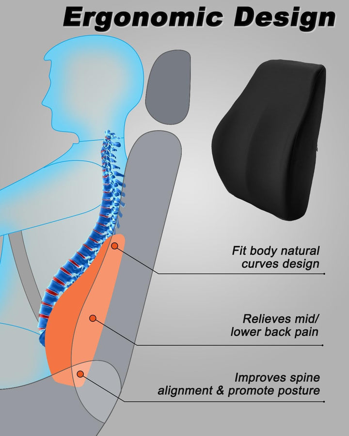 Mașină cu pernă lombară, mașină cu suport lombar din spumă de memorie, mașină cu pernă lombară ergonomică, spătar pentru a ușura perna de suport pentru spate pentru scaune auto, scaun de birou, scaun cu rotile Perne lombare Naty Shop