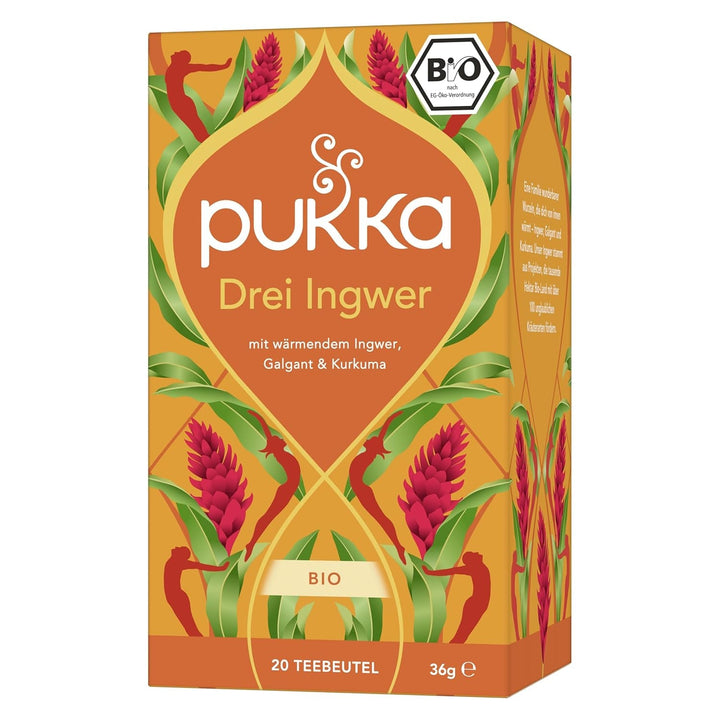 Pukka | Amestec de ceaiuri aromatizate bio „Lămâie și ghimbir cu o notă fină de miere de Manuka” | Încălzește-te și relaxează-te cu acest ceai | Pachet de 1 | 20 pliculețe de ceai