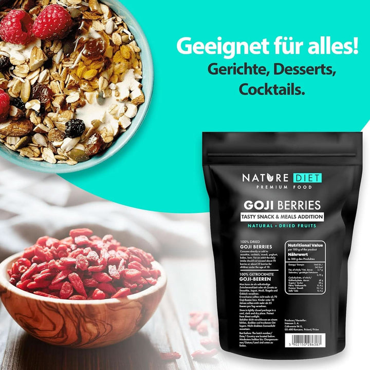 Nature Diet - Goji berries 1000 G | Fructe de pădure uscate Produse deshidratate Naty Shop