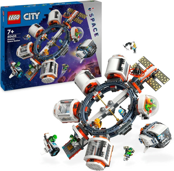 Stație spațială modulară LEGO City Space, model de navă spațială cu vehicule spațiale, cadou pentru copii, băieți și fete de la 7 ani, stație de cercetare modulară cu 6 figurine de astronauți 60433 Seturi de constructie Besuche den LEGO-Store Singur