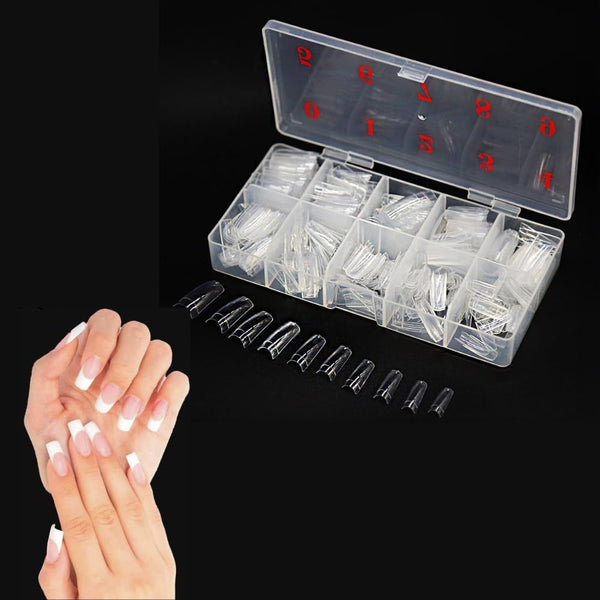 TRIXES 500 bucăți vârfuri pentru unghii cu gel, unghii franțuzești, vârfuri acrilice transparente pentru manichiură DIY, 10 modele diferite
