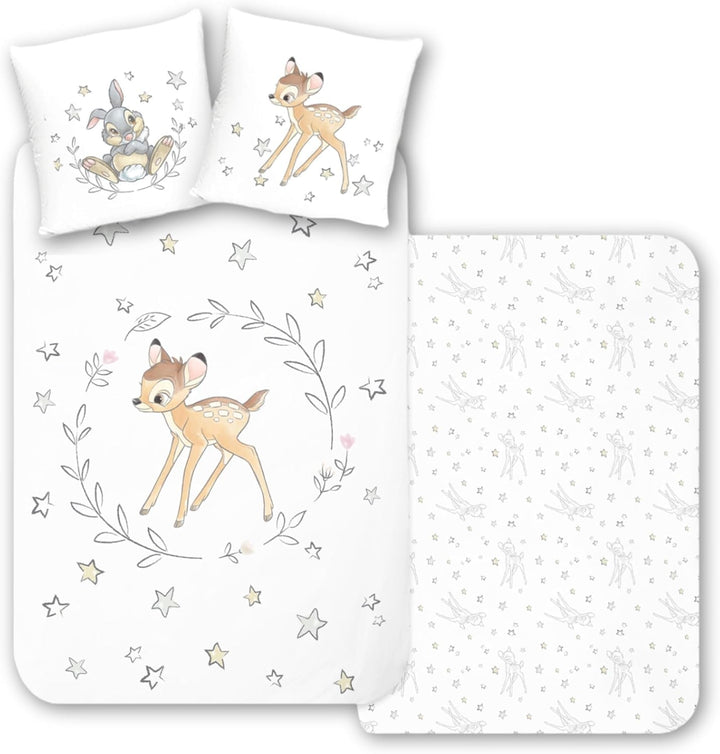 Lenjerie de pat pentru copii, diverse personaje animate, 100% bumbac Lenjerie de pat - copii Naty Shop Bambi