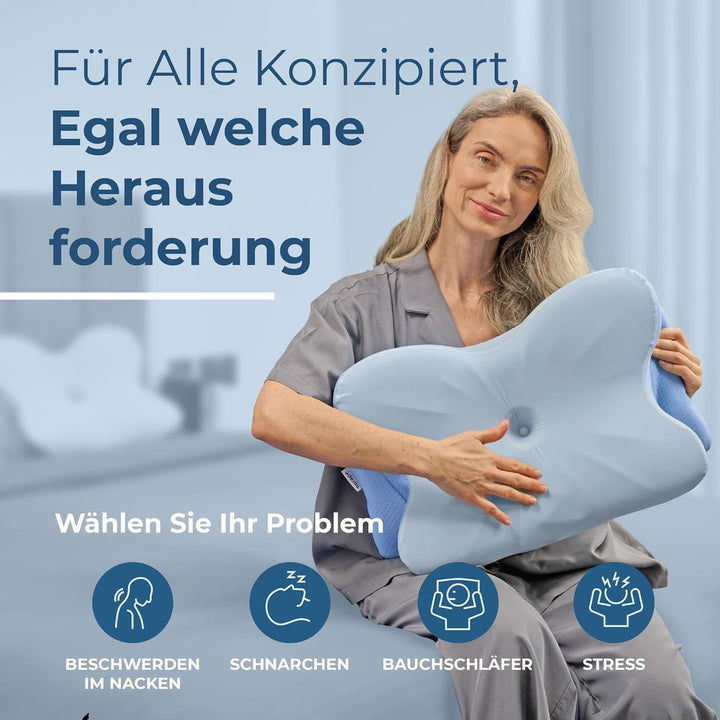 Derila Ergo pernă suport pentru gât, pernă din spumă cu memorie. Pernă pentru susținerea gâtului, pernă ergonomică pentru cap. Pernă pernă pentru părți, spate și stomac (1 pachet) Perne ortopedice cervicale Naty Shop