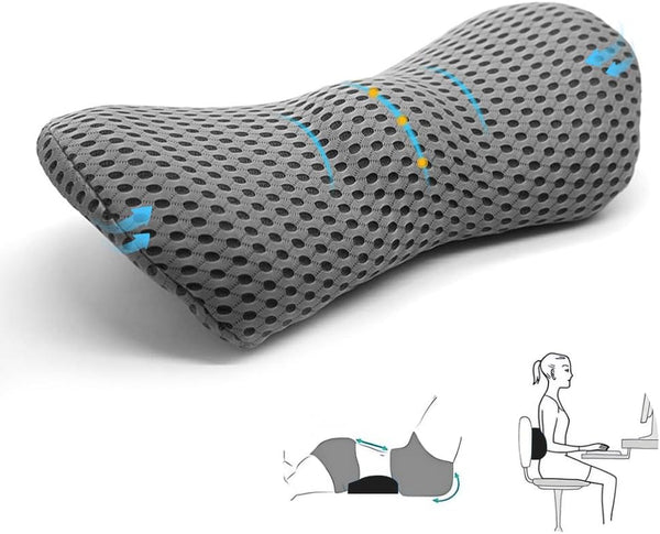 Pernă lombară Ikalula, pernă de sprijin pentru spătar din spumă cu memorie, pernă lombară spate, pernă pentru spătar scaun de birou și mașină, pernă ergonomică de sprijin lombar pentru scaune auto, scaun de birou (gri) Perne lombare Naty Shop Gri