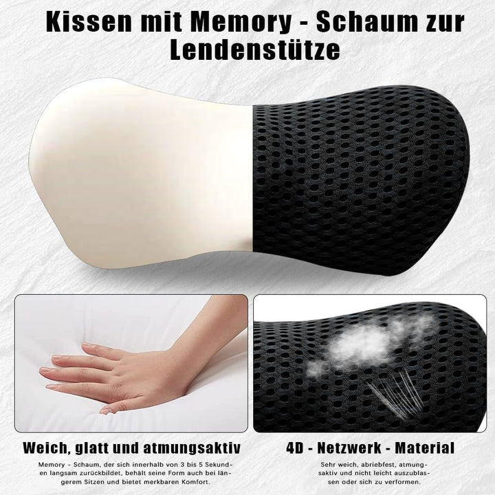 Pernă lombară spate, pernă lombară ergonomică din spumă cu memorie, pernă spate mașină, pernă de sprijin lombar pentru scaune auto și scaune de birou (negru) Perne lombare Naty Shop
