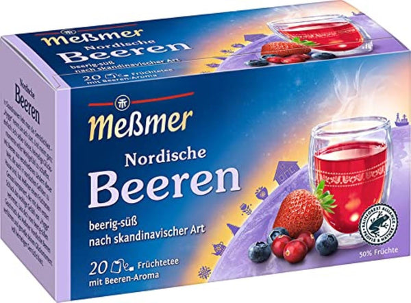 Ceai Meßmer Ländertee | Fructe de pădure nordice | 20 pliculețe de ceai | Fără gluten | Fără lactoză | Vegan