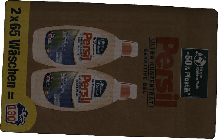 Persil Ultra Concentrate Sensitive Gel (130 de spălări), Detergent lichid pentru alergici și bebeluși într-o sticlă mai mică pentru mai puțin plastic, Îndepărtează petele dificile, Testat dermatologic Detergenti Rufe Naty Shop
