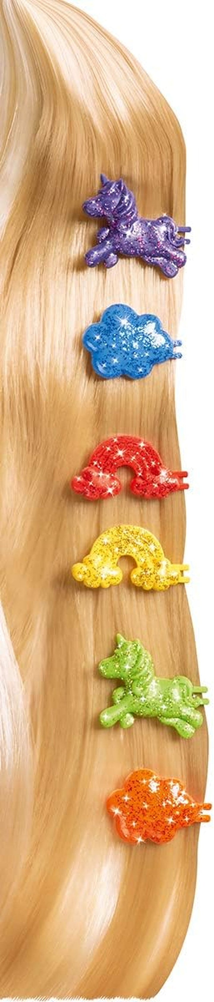 Simba 105733525 - Steffi Love XXL Hair, păpușă în rochie cu paiete cu efect de curcubeu și păr super lung, incl. agrafe de păr și pieptene, 29 cm, pentru copii de la 3 ani, violet Papusi Naty Shop