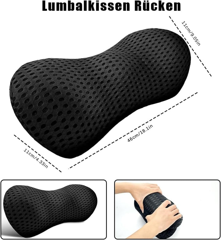 Pernă lombară spate, pernă lombară ergonomică din spumă cu memorie, pernă spate mașină, pernă de sprijin lombar pentru scaune auto și scaune de birou (negru) Perne lombare Naty Shop