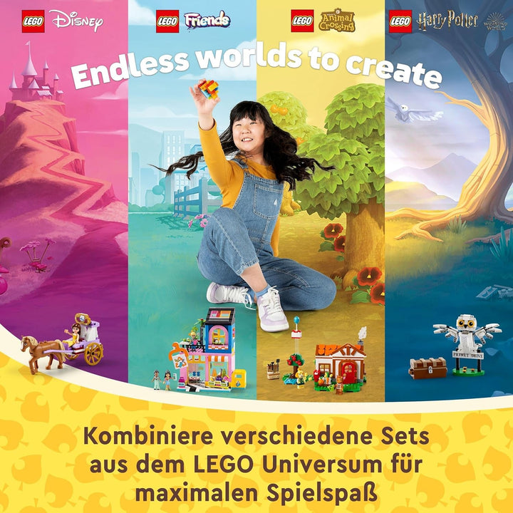 LEGO Animal Crossing Vizită de la Melinda, jucărie creativă pentru copii cu 2 mini-figurine din seria de jocuri video, inclusiv Fatima, Merch, cadou pentru fete și băieți de la 6 ani 77049 Seturi de constructie Besuche den LEGO-Store
