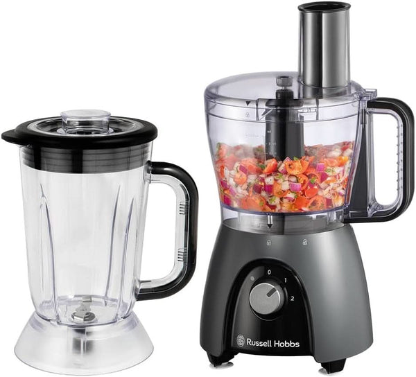 Robot de bucătărie Russell Hobbs [blender/tăietor de legume/mixer de masă/despicator/blender] Robot de bucătărie (frământare, amestecare și feliere), Matte Charcoal Bucatarie Naty Shop