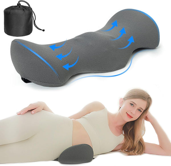 TFCIOD Pernă de susținere lombară, pernă de confort a coloanei vertebrale din spumă de memorie, pernă lombară, pernă de susținere a spatelui cu design ergonomic pentru ameliorarea durerii, pernă sciatică pentru pat, canapea, mașină (gri) Perne lombare Naty Shop Gri - A