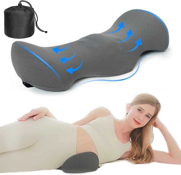 TFCIOD Pernă de susținere lombară, pernă de confort a coloanei vertebrale din spumă de memorie, pernă lombară, pernă de susținere a spatelui cu design ergonomic pentru ameliorarea durerii, pernă sciatică pentru pat, canapea, mașină (gri) Perne lombare Naty Shop Gri - A