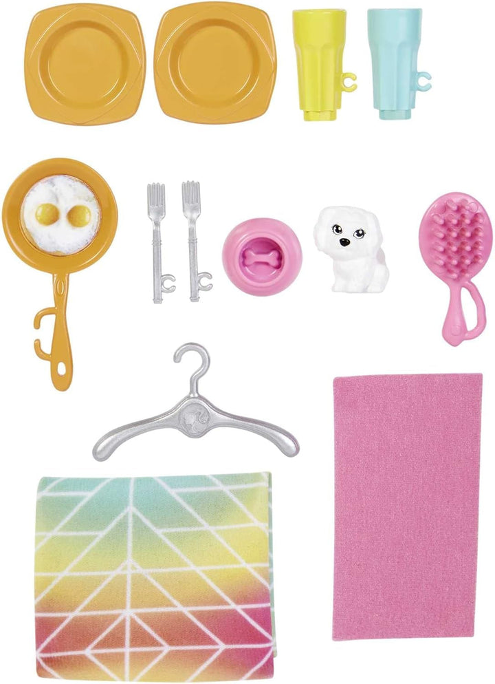 Casă de păpuși Barbie (70.6 X 51.4 Cm) cu 4 zone de joacă, accesorii și mobilier complet mobilate, rotativă 360°, pliabilă, păpușă, cadou pentru copii de la 3 ani, HHY40 Casute de papusi Naty Shop