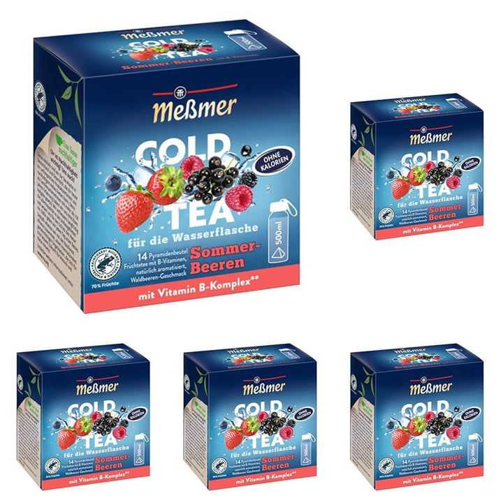 Meßmer Cold Tea Sommer-Beere | 14 pliculețe piramidale | Fără gluten | Fără lactoză | Vegan