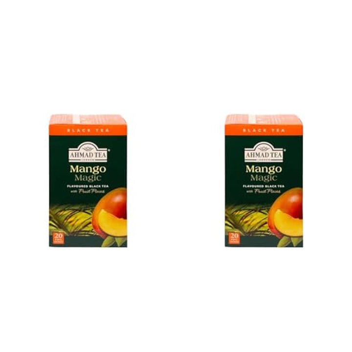 Ahmad Tea - Fruit Tea Selection - Sortiment de ceaiuri de fructe din ceai negru - Măr, piersică și fructul pasiunii, căpșuni, lămâie și lime - Ambalate individual și sigilate pentru păstrarea aromelor - 20 pliculețe de ceai cu bandă