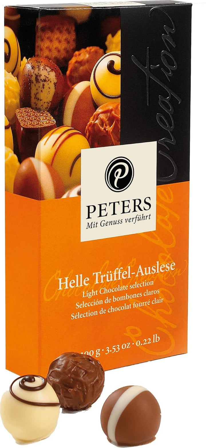 Peters, cutie cadou, amestec de praline cu sau fara alcool Bomboane de Ciocolata Naty Shop 100 grame Selecție ușoară de trufe
