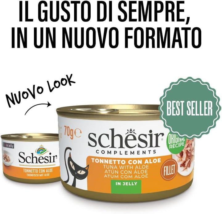 , File de ton cu aloe în jeleu, Hrană umedă complementară pentru pisici, Rețetă originală, 100% naturală, 12 cutii À 70 G