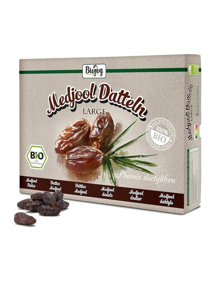 Biojoy BIO-Medjool curmale din Israel (5 kg), uscate și întregi, nesulfurate, Mare Produse deshidratate Naty Shop