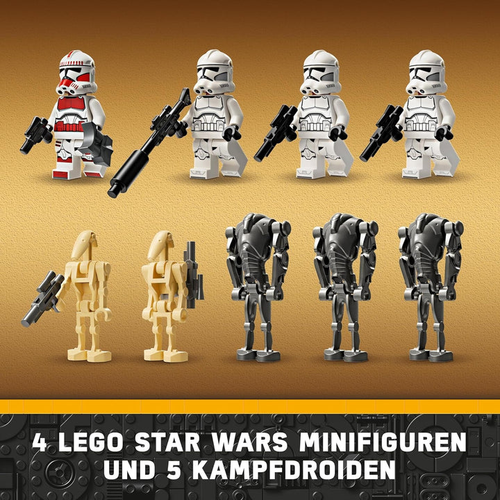 LEGO Star Wars 75372 Clone Trooper & Battle Droid Battle Pack, Incl. 4 minifigurine, 5 droizi și motocicletă speeder cu shooter - Jucărie de construcție pentru băieți și fete cu vârsta de peste 7 ani Seturi de constructie Besuche den LEGO-Store