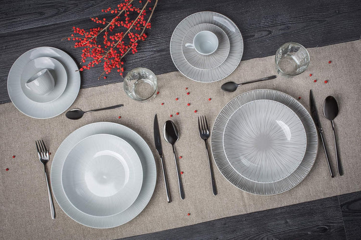 Barazzoni 82000625, Set veselă, 18 piese, 6 persoane, gri, porțelan Seturi vesela masa Naty Shop