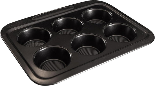 Masterpro Foodies - tavi de copt pentru 6 brioșe - Distribuție uniformă a căldurii - Fabricate din oțel carbon - Fund antiferent - Detașabil și ușor de spălat Matrite si tavi pentru copt Naty Shop Multicolor 28,9 X 23,1 X 3,3 Cm