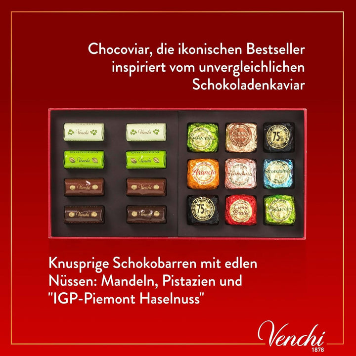 Venchi - Christmas Collection - Cutie cadou cu diverse tablete de ciocolată și ciocolată Chocoviar Bomboane de Ciocolata Naty Shop