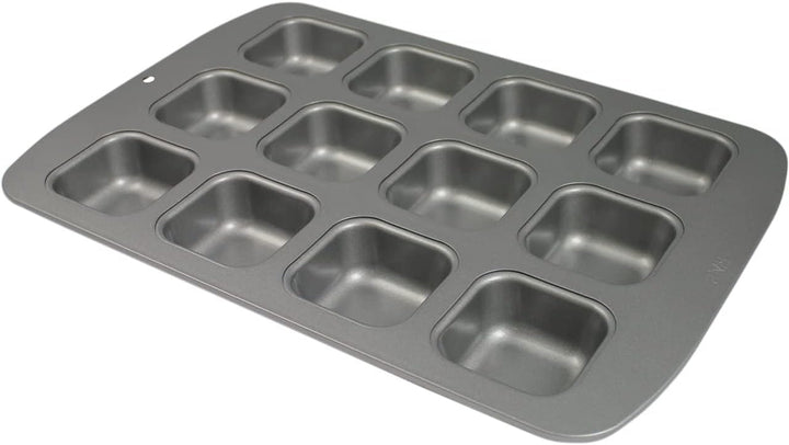 CSB106 Quadratische Antihaftbeschichtete Backform Mit 12 Minilöchern Aus Karbonstahl, Edelstahl, Silver, 37.3 X 26.1 X 3.1 Cm Matrite si tavi pentru copt Naty Shop