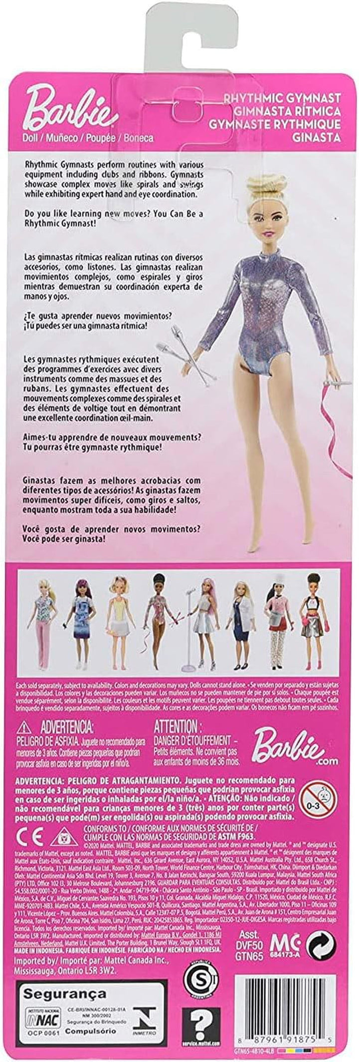 Barbie Doll, You Can Be Anything Barbie Series, Gimnastică ritmică Barbie cu păr blond, accesorii Barbie, inclusiv păpușă Barbie, cadou pentru copii, jucărie de la 3 ani, Gtn65 Papusi Naty Shop