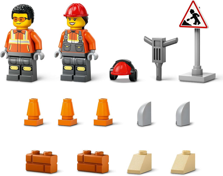 Încărcător cu roți LEGO City - Excavator de jucărie pentru copii mici, fete și băieți de la 4 ani - Set de joacă pentru vehicule - Idei de cadouri Montessori pentru preșcolari - Set cu 2 minifigurine de muncitori în construcții 60450 Seturi de constructie Besuche den LEGO-Store
