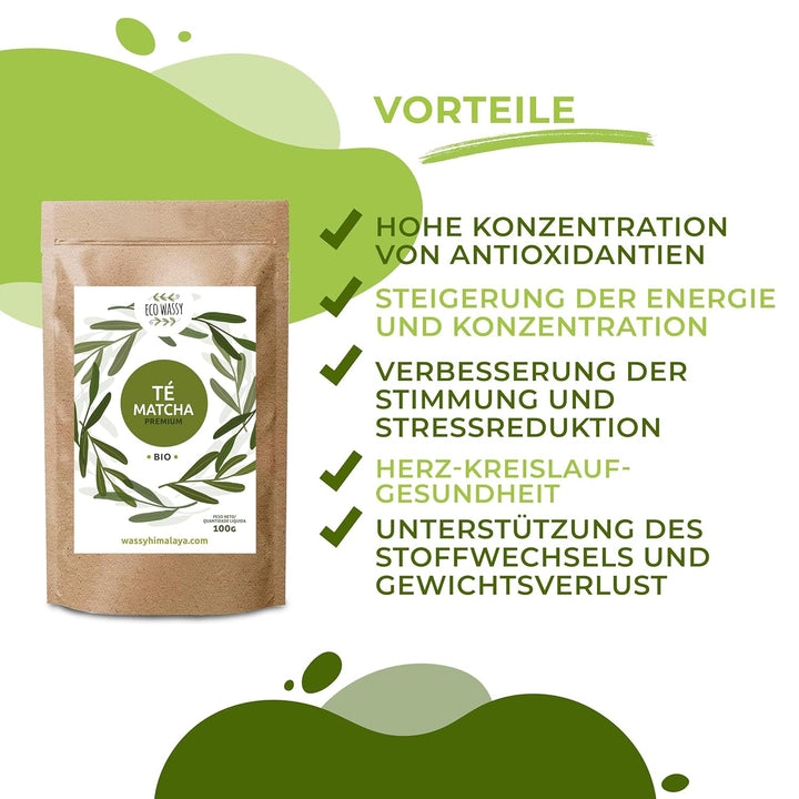Ceai japonez Matcha, calitate premium, pudră. 100% natural. Reducător de ceai verde, detoxifiant puternic și antioxidant. Matcha pur cultivat - Origine: Japonia (100 g)