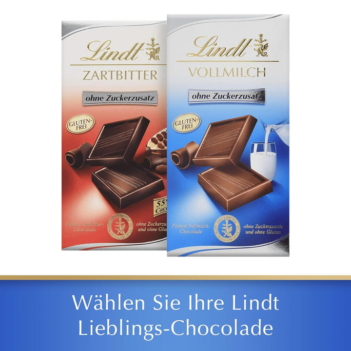 Ciocolata Lindt cu lapte integral fara zahar adaugat și fără gluten, 100 grame Bomboane de Ciocolata Naty Shop
