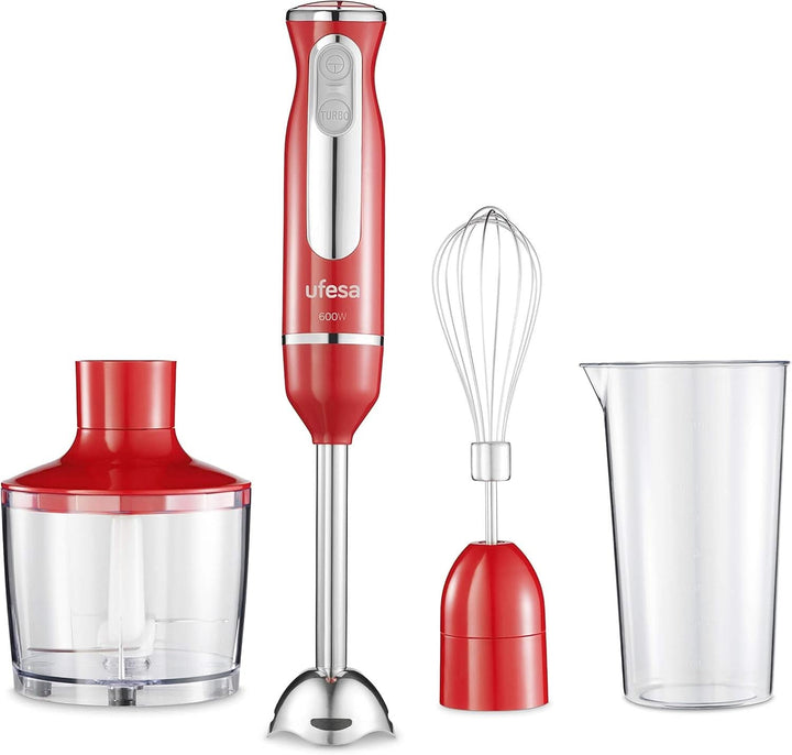 Ufesa Galaxy Max Stabmixer, Leistung 1200 W, 24 Geschwindigkeitsstufen + TURBO, 4 Hocheffiziente Klingen, Ergonomisches Und Spritzwassergeschütztes Design, Zubehör Inklusive, Bpa-Frei Roboti si Mixere Bucatarie Naty Shop 600W