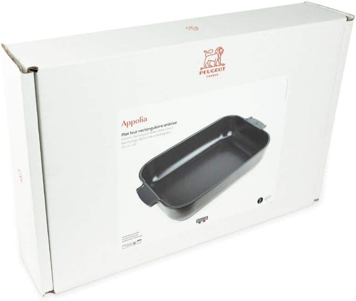 Peugeot Appolia Rechteckige Auflaufform Mit Griffen, Keramik, Schiefer / Grau, 8,3X40,5X27,2 Cm, Fassungsvermögen: Ca. 4 L, 60022 Matrite si tavi pentru copt Naty Shop