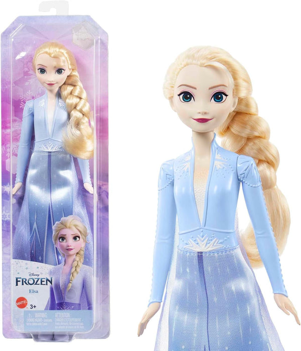 Mattel Disney Prințesa Elsa păpușă, Regina de gheață păpușă în costum de călătorie, păr blond pieptănat, mobil, fustă extensibilă și cizme, cadouri Disney, jucării de la 3 ani, HLW48 Papusi Naty Shop Păpușă în ținută de călătorie